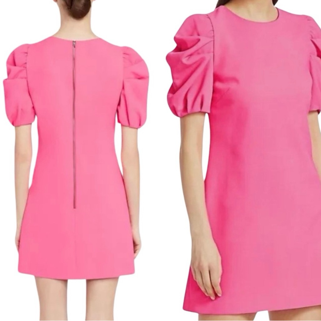 Alice And Olivia Pink Mini Puffy Sleeve Dress